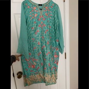 Agha Noor Teal Kurti Embroidered GUC